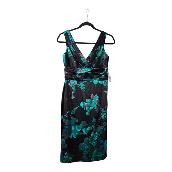 Evan Picone Dresses & Skirts - Evan Picone Dress V-Neck/Back Sleeveless Floral Ruching Back Zip Size 4 NEW READ